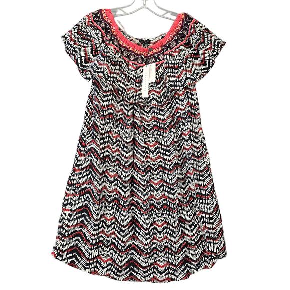 Anthropologie Sanctuary Women Dress Size XS Black Orange Stripe Midi Cap Sleeves - Picture 1 of 10